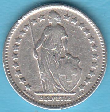 Zwitserland ½ (halve) Franc 1920 zilver, KM#23 in munthouder beschikbaar voor biedingen