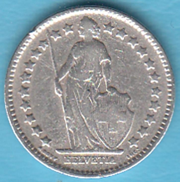 Zwitserland ½ (halve) Franc 1920 zilver, KM#23 in munthouder, Postzegels en Munten, Munten | Europa | Niet-Euromunten, Losse munt