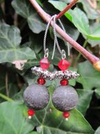 Oorbellen Dania matte lava-glas-swarovski-tin zilver, Ophalen, Nieuw