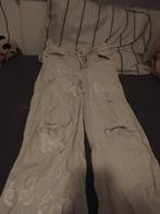 Beige broek wijde pijpen vlinders XS, Kleding | Dames, Ophalen