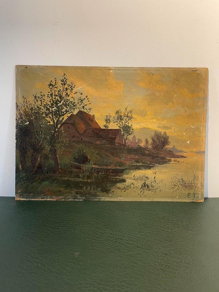 Ernst Tannert | Duitsland | Abend an der Niers | 1890-1920, Antiek en Kunst, Kunst | Schilderijen | Klassiek, Ophalen of Verzenden