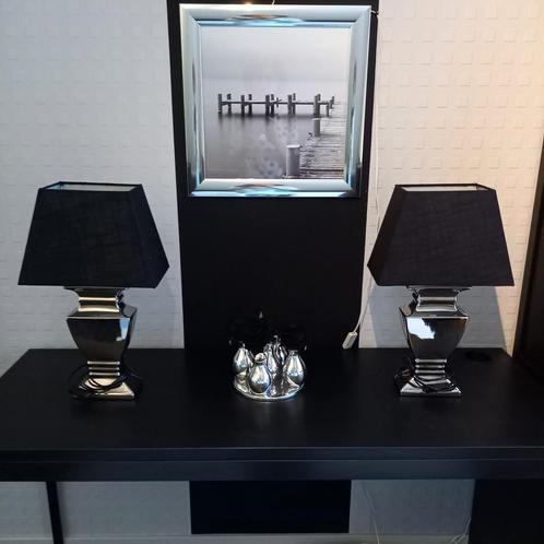 Prachtige lamp met zwarte kap. COMPLEET 15.-, Huis en Inrichting, Lampen | Lampenkappen, Zo goed als nieuw, Rond, Ophalen of Verzenden