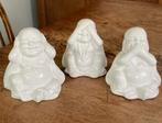 3 witte lachende Buddha’s horen zien en zwijgen buddhas, Ophalen of Verzenden