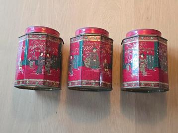 3 antieke Chinezen gelithografeerde Thee  Koffie blikken €25 beschikbaar voor biedingen