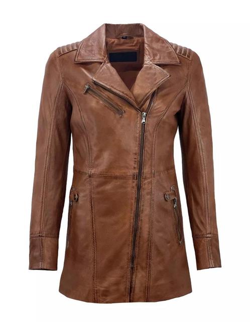 Mooie leren jas ZGAN mt 42, Kleding | Dames, Jassen | Zomer, Zo goed als nieuw, Maat 42/44 (L), Bruin, Ophalen of Verzenden