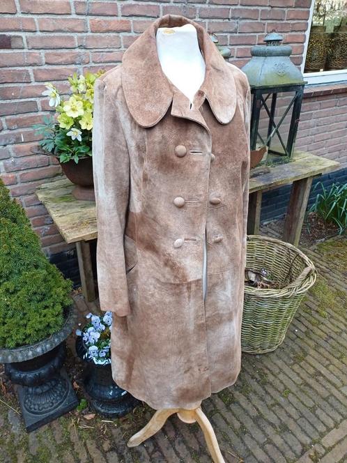 Vintage leren jas suede 40 42 couture handmade, Kleding | Dames, Jassen | Zomer, Zo goed als nieuw, Maat 42/44 (L), Ophalen of Verzenden