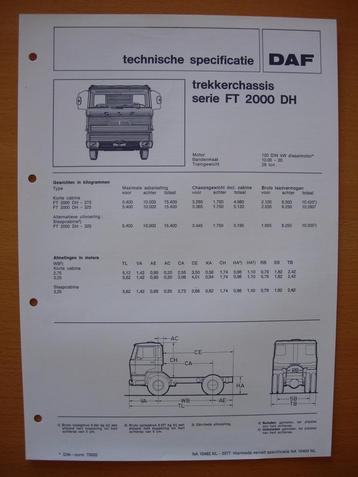 DAF FT 2000 DH Technische Specificatie folder 1977 - 4x2 beschikbaar voor biedingen