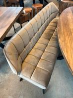 Magazijn leegverkoop eetbank velvetstof beige metaal zwart, Overige kleuren, Drie, Nieuw, Ophalen of Verzenden