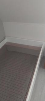 Bed wit hout, Ophalen, 90 cm, Eenpersoons, Wit