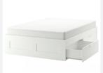 IKEA Brimnes Bed 160x200 (zonder lades), Huis en Inrichting, Ophalen, Gebruikt, Wit, Tweepersoons
