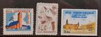 Drie Scandinavische cinderella zegels met gebouwen, Postzegels en Munten, Ophalen of Verzenden, Denemarken, Postfris