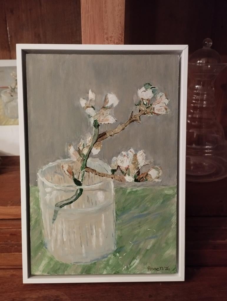 Mooi schilderijtje, incl baklijst afm ca 19x27 cm, Ophalen of Verzenden