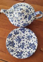 Beatrix blauw Societe Ceramique Theepot en bord, puntgaaf, Verzenden
