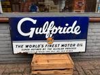 Vintage Gulfpride Emaille Reclamebord XL, Ophalen, Reclamebord, Gebruikt, .