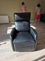 Zwarte lederen relaxfauteuil, Huis en Inrichting, Fauteuils, Ophalen, Gebruikt, 75 tot 100 cm, Modern