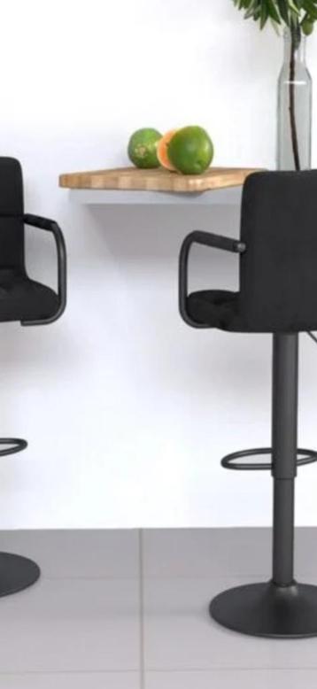 Barkrukken 2 st fluweel zwart beschikbaar voor biedingen