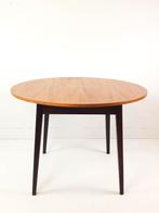 Vintage teak fineer houten ronde eettafel uitschuifbaar, Huis en Inrichting, Tafels | Eettafels, Gebruikt, 100 tot 150 cm, -, -