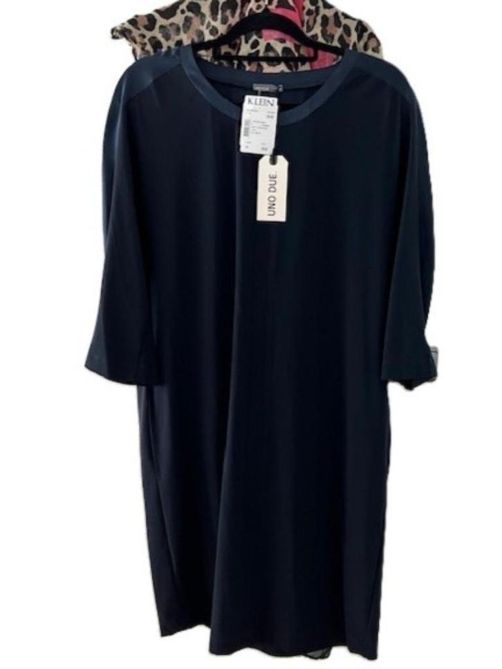 NIEUW UNO DUE tuniek jurk travelstof 42 navy, Kleding | Dames, Jurken, Nieuw, Maat 42/44 (L), Blauw, Knielengte, Verzenden