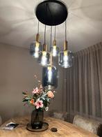 Moderne hanglamp zwart goud smoke glas 5-lichts, Ophalen, Nieuw, Glas, 75 cm of meer