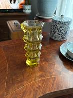 Antieke Val Saint Lambert Okergele Vaas glas, Ophalen of Verzenden