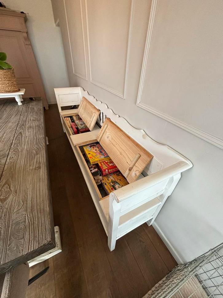 Mooie klapbank met opbergruimte, Antiek en Kunst, Antiek | Meubels | Stoelen en Banken, Ophalen