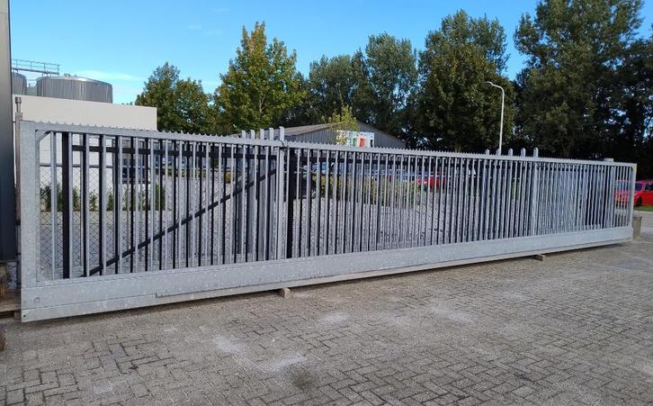 schuifpoort schuifhek 12,5 mtr. lang, 9 mtr. doorgang, Tuin en Terras, Tuinpoorten, Zo goed als nieuw, Schuifpoort, Staal, 150 tot 200 cm