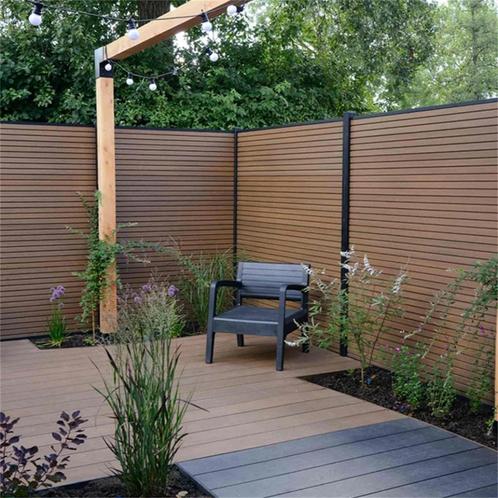 Aanbieding: Luxe composiet schutting – compleet geplaatst, Tuin en Terras, Schuttingen, Nieuw, Kunststof, 1 tot 2 meter, 6 meter of meer