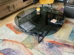 Ronde salontafel met blad van glas, Huis en Inrichting, Tafels | Salontafels, Ophalen, Glas, Rond, Minder dan 50 cm