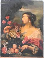 Antiek schilderij op paneel, gesigneed- Klassieke Schoonheid, Ophalen