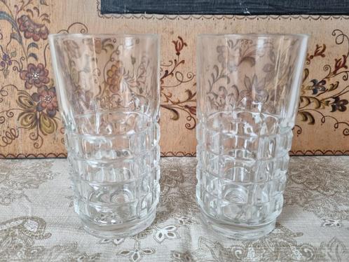 2 Mooie Antiek Vintage Longdrink Glazen Made in France, Verzamelen, Glas en Borrelglaasjes, Gebruikt, Frisdrankglas, Verzenden