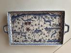 Handbeschilderd Portugees Aardewerk Dienblad - Lavendelblauw, Antiek en Kunst, Ophalen of Verzenden