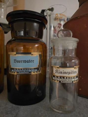 Antieke grote 500 ML apothekersfles Boorwater Vlaardingen beschikbaar voor biedingen