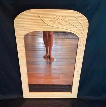 Grote Vintage Rotan Spiegel (107 cm!) beschikbaar voor biedingen