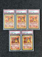Pokémon PSA 1, 2, 3, 5 en 6 Shadowless Charizard #4 Base set, Ophalen of Verzenden, Zo goed als nieuw, Meerdere kaarten, Foil
