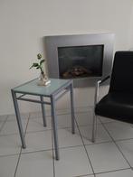 bijzettafel metaal met mat glas, Huis en Inrichting, Tafels | Bijzettafels, Ophalen, Minder dan 55 cm, Vierkant, Modern