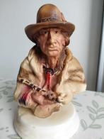 Beeld "Indiaan met pijp" op marmeren sokkel, Ophalen of Verzenden