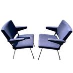 2 vintage fauteuils van Gispen, A.R. Cordemeijer, Huis en Inrichting, Stoelen, Ophalen, Twee, Blauw, Metaal