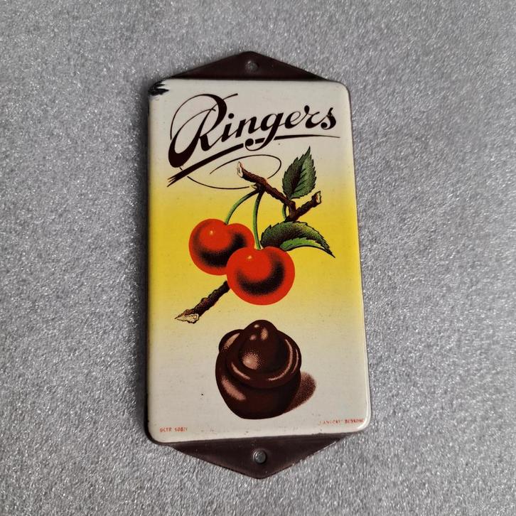 Vintage Ringers Emaille Reclamebordje deurpostje, Antiek en Kunst, Antiek | Emaille, Ophalen of Verzenden