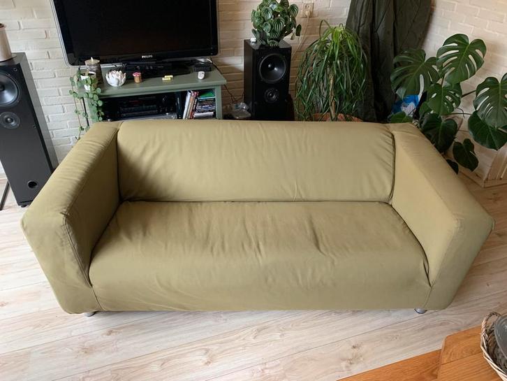 IKEA KLIPPAN 2-zitsbank olijfgroen, Huis en Inrichting, Banken | Bankstellen, Gebruikt, Rechte bank, Tweepersoons, 150 tot 200 cm