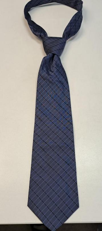 DKNY blauw zwart geruiten metallic stropdas 100% zijde 41872 beschikbaar voor biedingen