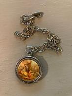 Vintage retro medaillon ketting zilverkleurig collier boho, Overige materialen, Verstelbaar, Ophalen of Verzenden, Zo goed als nieuw