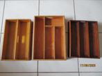 Houten bestekbakken 3 stuk oudjes 34/24 cm, Ophalen of Verzenden, Gebruikt, Hout, Bestekset