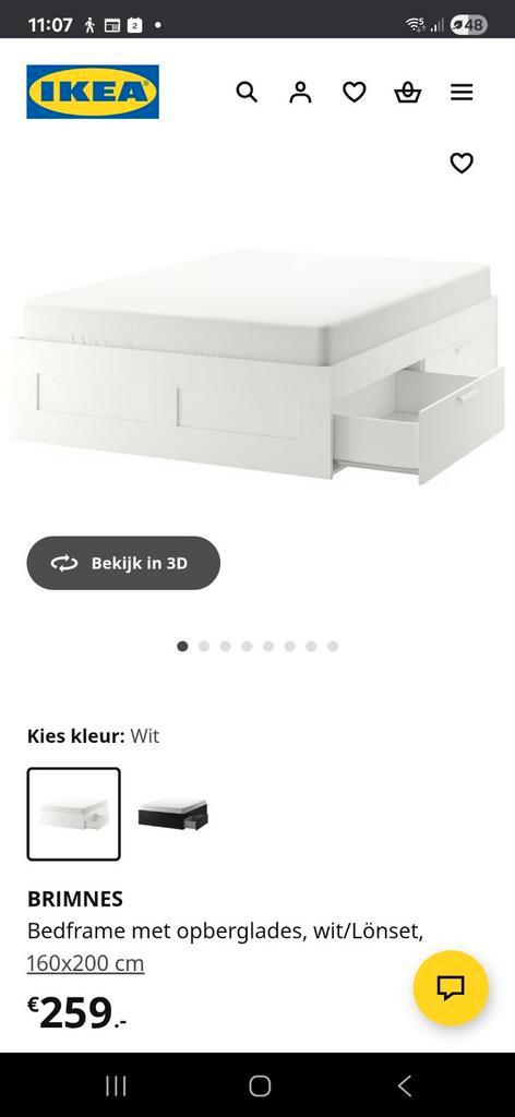 Ikea Brimnes Bed 160x200 met Lades - Wit, Huis en Inrichting, Slaapkamer | Bedden, Ophalen