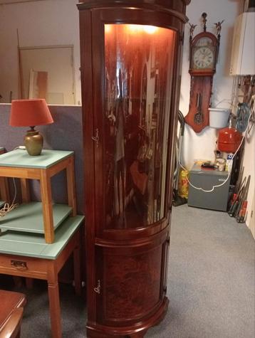 Hoekkast Vitrinekast Mahoniehout met Wortelnoten Nieuw beschikbaar voor biedingen