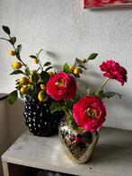 Zwarte en gouden fruit vazen met kunsttakken/-bloemen, Nieuw, Ophalen of Verzenden
