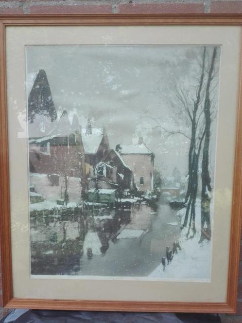 Schilderij Henri Cassiers - Stadsgracht in Winter, Antiek en Kunst, Kunst | Schilderijen | Klassiek, Ophalen