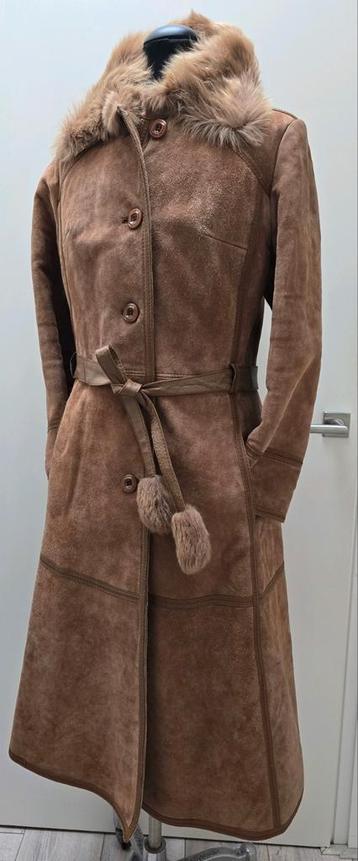 Vintage lammy coat mantel mt. 38 echt leer en getailleerd  beschikbaar voor biedingen