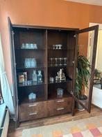 Houten Kastanjehout Vitrinekast met Glazen Deuren, Antiek en Kunst, Ophalen