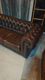 Antiek Bruine Chesterfield Birmingham 3-zits bank, Ophalen of Verzenden, Zo goed als nieuw, 75 tot 100 cm, Leer