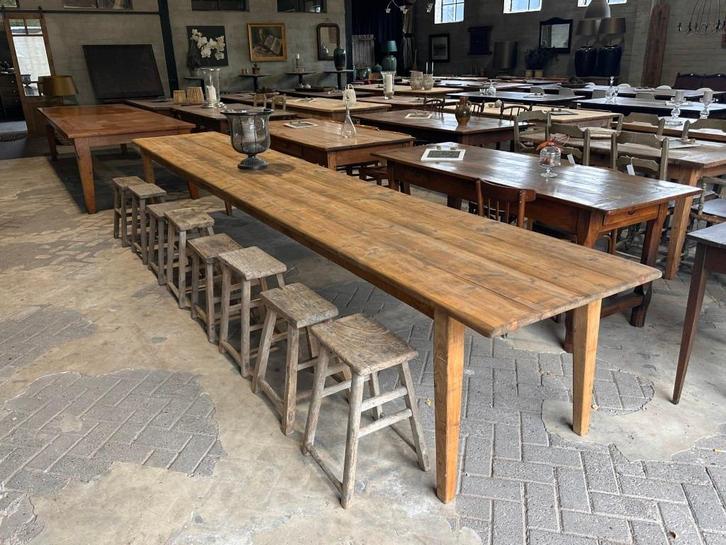 Boerentafel van 4,5 meter lang / 18 personen, Huis en Inrichting, Tafels | Eettafels, Zo goed als nieuw, 200 cm of meer, 200 cm of meer